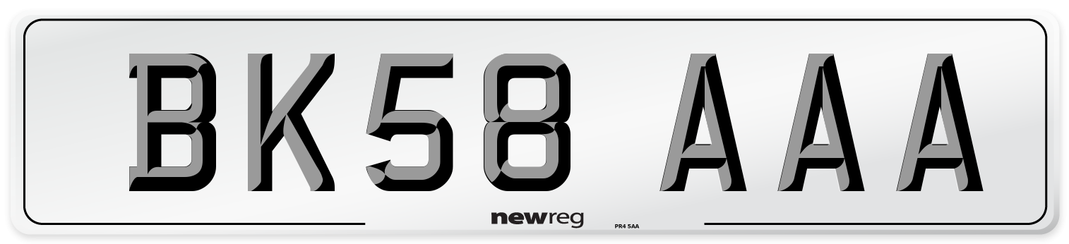BK58 AAA Number Plate from New Reg